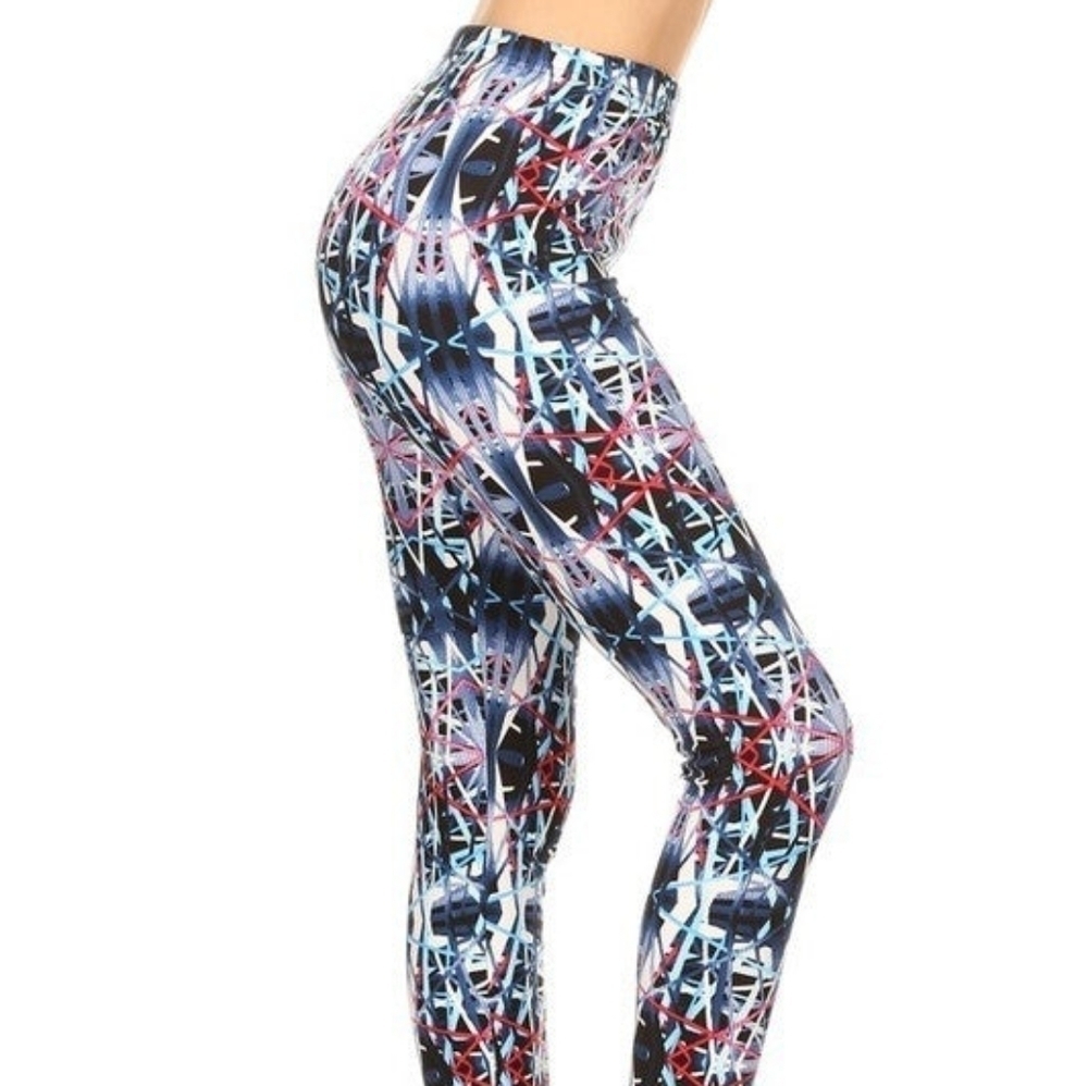 LEGGINGS DEPOT Purple & Pink Abstract Print full length Leggings Size 10 NWT